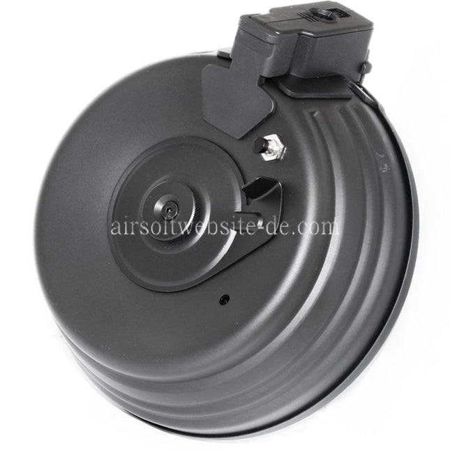 CYMA 2500rd Sheet Stahl Soundsteuerung Elektrisch Trommelmagazin Geeignet für AK Serie AEG Gewehre Airsoft Schwarz