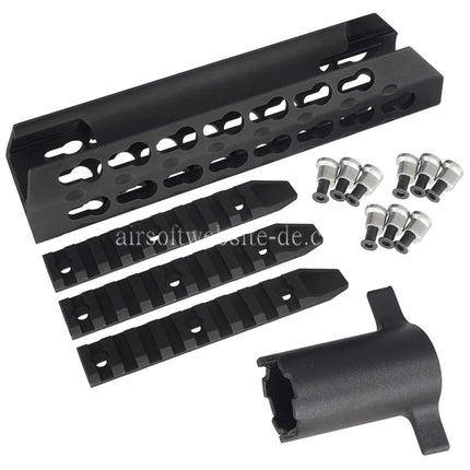 APS CNC Aluminium 7 Zoll Keymod Vorderschaft-Handschutz geeignet für APS CAM870 Airsoft Schrotflinte Schwarz