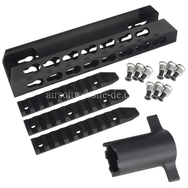 APS CNC Aluminium 7 Zoll Keymod Vorderschaft-Handschutz geeignet für APS CAM870 Airsoft Schrotflinte Schwarz