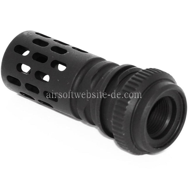 Airsoft Website BattleComp AAC Typ Metall Mündungsfeuerdämpfer Geeignet für -14mm CCW Gegen den Uhrzeigersinn Lauf Gewehre Schwarz