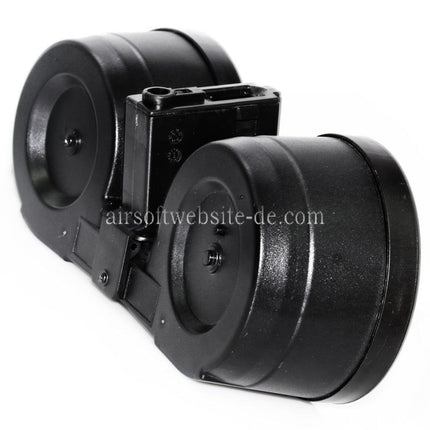 BATTLEAXE 2500rd Elektrisch Trommelmagazin C-Mag Geeignet für M4 M16 Serie AEG Gewehre Airsoft Schwarz