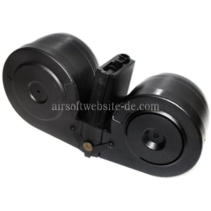 BATTLEAXE 2500rd Elektrisch Trommelmagazin C-Mag Geeignet für M4 M16 Serie AEG Gewehre Airsoft Schwarz