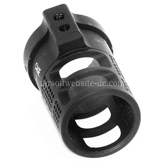 5KU Aluminum CAGE Blast Diverter Mündungsfeuerdämpfer Geeignet für -14mm CCW Gegen den Uhrzeigersinn Lauf Gewehre Airsoft Schwarz
