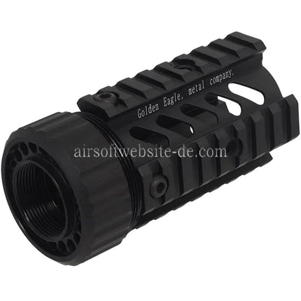 Golden Eagle 4-Seiten 8-Steckplatz Schiene Kurz Typ Stubby Free Float RIS Handschutz Schienen System geeignet für M4 M16 Serie AEG Gewehre Airsoft Schwarz
