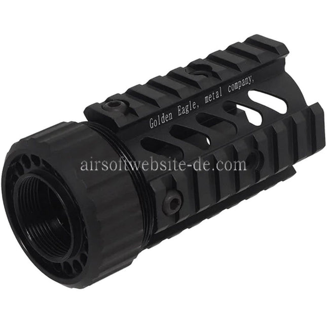 Golden Eagle 4-Seiten 8-Steckplatz Schiene Kurz Typ Stubby Free Float RIS Handschutz Schienen System geeignet für M4 M16 Serie AEG Gewehre Airsoft Schwarz