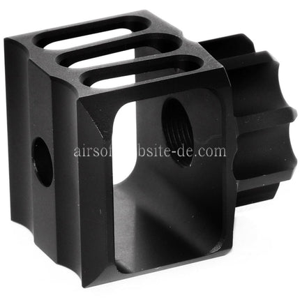 5KU CNC Aluminium LAF-28 Stil Mündungsbremse Mündungsfeuerdämpfer Geeignet für -14mm CCW Gegen den Uhrzeigersinn Lauf Gewehre Airsoft Schwarz