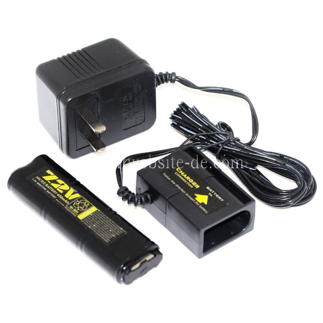 WELL 7.2V 450mAh Ni-MH Batterie und 110v US Stecker Ladegerät Geeignet für Vz61 Scorpion / MP7 / MAC10 / R2 / R4 AEG Airsoft