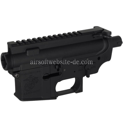 E&C Marine M4A1 Metallgehäuse Empfänger Set (Eingraviertes Logo) geeignet für E&C Tokyo Marui M4 M16 Serie AEG Gewehre Airsoft Schwarz