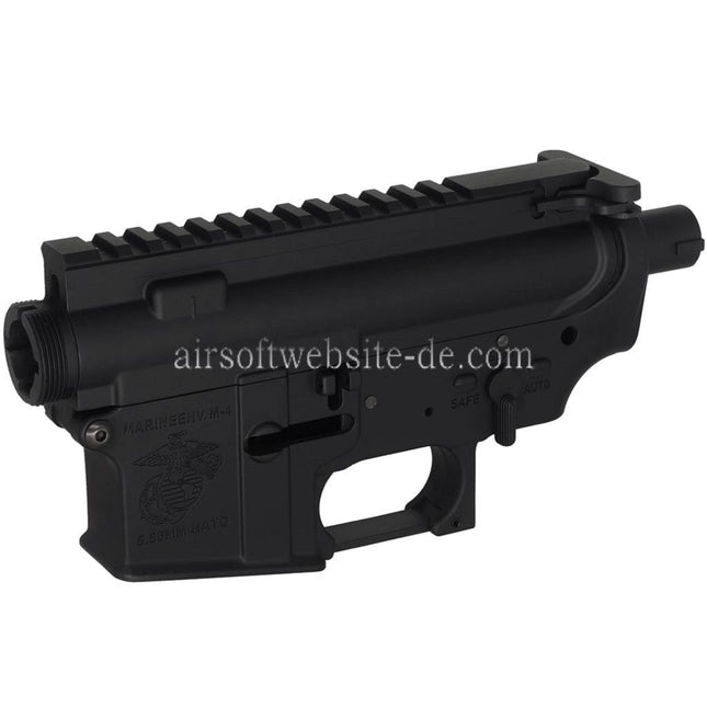 E&C Marine M4A1 Metallgehäuse Empfänger Set (Eingraviertes Logo) geeignet für E&C Tokyo Marui M4 M16 Serie AEG Gewehre Airsoft Schwarz