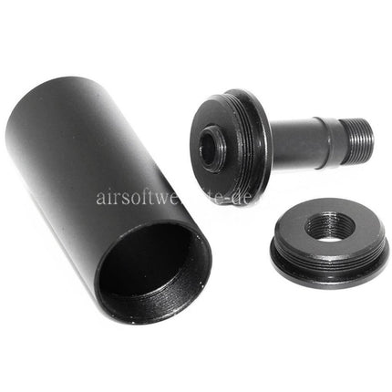 AIRSOFT WEBSITE Schalldämpfer -/+14mm CW/CCW mit Adapter Geeignet für Tokyo Marui WELL R2 Vz61 Scorpion AEP SMG Gewehre
