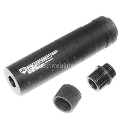 APS Schalldämpfer mit Adapter -14mm -12mm CCW Geeignet für ACP601 606 Black Hornet Tokyo Marui G17 Serie GBB Pistolen Airsoft