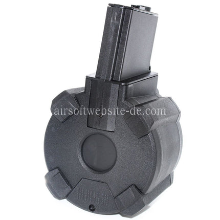 BATTLEAXE 1400rd Elektrisch Trommelmagazin Geeignet für M4 M16 Serie AEG Gewehre Airsoft Schwarz