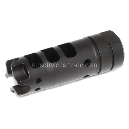 AIRSOFT WEBSITE 64mm Dragon 556 AK Stil Metall Mündungsbremse Mündungsfeuerdämpfer geeignet für -14mm CCW Gewehre mit gegen den Uhrzeigersinn gedrehtem Lauf Schwarz