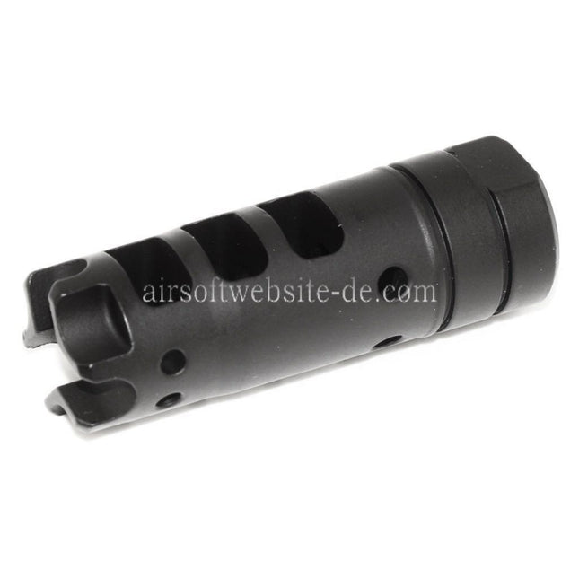 AIRSOFT WEBSITE 64mm Dragon 556 AK Stil Metall Mündungsbremse Mündungsfeuerdämpfer geeignet für -14mm CCW Gewehre mit gegen den Uhrzeigersinn gedrehtem Lauf Schwarz