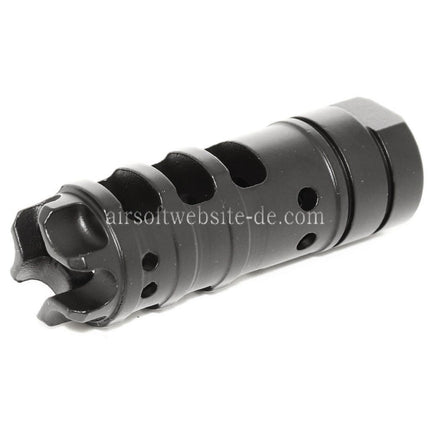 AIRSOFT WEBSITE 68mm Dragon AK Stil Metall Mündungsbremse Mündungsfeuerdämpfer geeignet für -14mm CCW Gewehre mit gegen den Uhrzeigersinn gedrehtem Lauf Schwarz