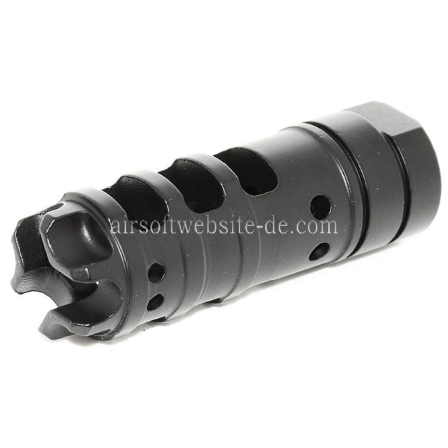 AIRSOFT WEBSITE 68mm Dragon AK Stil Metall Mündungsbremse Mündungsfeuerdämpfer geeignet für -14mm CCW Gewehre mit gegen den Uhrzeigersinn gedrehtem Lauf Schwarz
