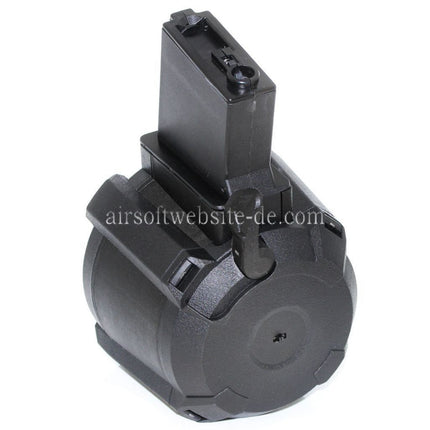 BATTLEAXE 1400rd Klangsteuerung Elektrisch Trommelmagazin Geeignet für M4 M16 Serie AEG Gewehre Airsoft Schwarz
