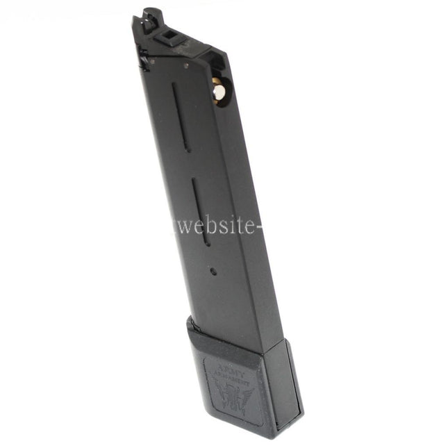 ARMY ARMAMENT 26rd Gas Magazin Erweiterter Langer Typ Geeignet für KWC KJ Works DOUBLE BELL E&C Tokyo Marui 1911 Serie GBB Pistolen Airsoft Schwarz