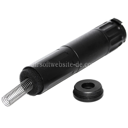 Airsoft Website 170mm Aluminium SR5 Stil Schnellverschluss QD Schalldämpfer Laufverlängerung Rohr Geeignet für AAC Mündungsfeuerdämpfer Gewehre Schwarz