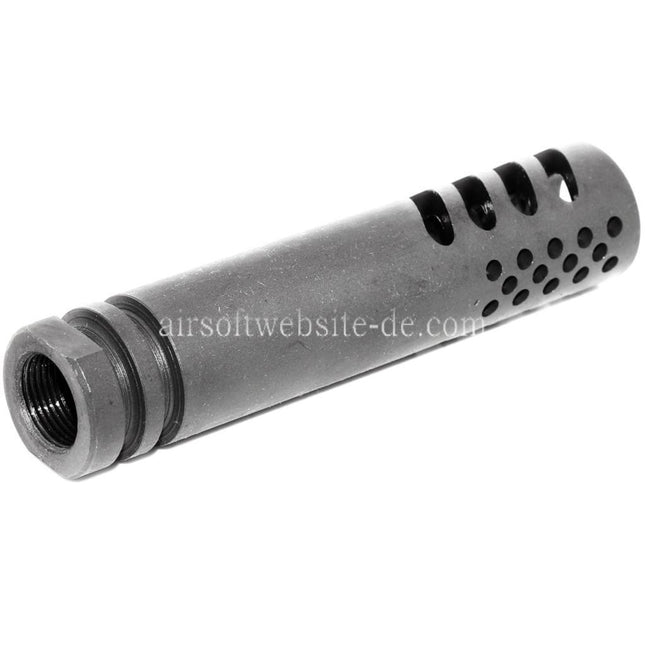 Airsoft-Website 102mm Mündungsfeuerbremse mit mehreren Anschlüssen aus Metall geeignet für Gewehre mit -14mm CCW Gewindelauf gegen den Uhrzeigersinn