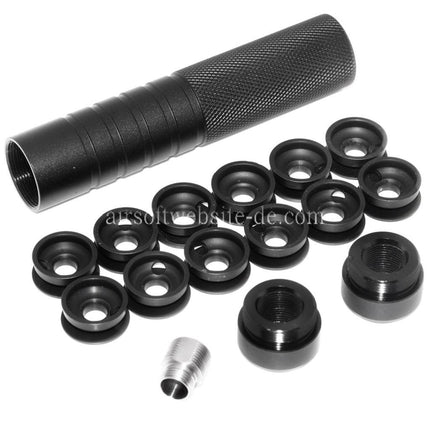 Airsoft Website 146mm 5.75 Zoll Noise Damping Bowl Schalldämpfer Laufverlängerungsrohr +/-14mm CW/CCW Gewinde Lauf Airsoft