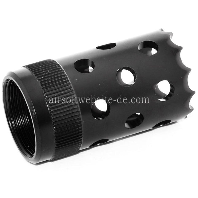 Airsoft Website 50mm Sport Tactical M3 Schrotflinte Mündungsbremse Mündungsfeuerdämpfer Geeignet für -22mm CCW Gegen den Uhrzeigersinn Gewehre Schwarz