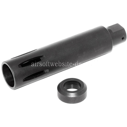 Airsoft Website 113mm XM177 Stil M16 Mündungsbremse Mündungsfeuerdämpfer Geeignet für -14mm CCW Gegen den Uhrzeigersinn Lauf Gewehre Schwarz
