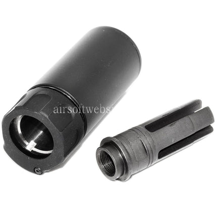 5KU 94mm QD Mini Schalldämpfer mit Mündungsfeuerdämpfer Geeignet für -14mm CCW Gegen den Uhrzeigersinn Lauf Gewehre Airsoft