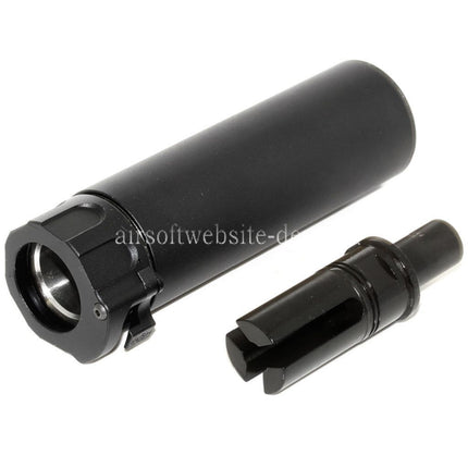 5KU 133mm SOCOM46 Mini Schalldämpfer mit Mündungsfeuerdämpfer Geeignet für +12mm CW Rechtsgewinde Lauf Gewehre Airsoft