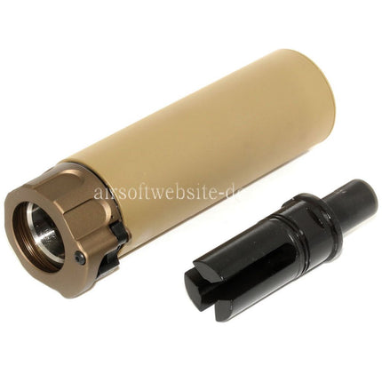 5KU 133mm SOCOM46 Mini Schalldämpfer mit Mündungsfeuerdämpfer Geeignet für +12mm CW Rechtsgewinde Lauf Gewehre Airsoft