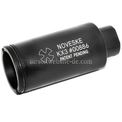 APS EMG Lizenziert Noveske KX3 Einstellbarer Soundverstärker Mündungsbremse Mündungsfeuerdämpfer Geeignet für -14mm CCW Gegen den Uhrzeigersinn Lauf Gewehre Airsoft Schwarz