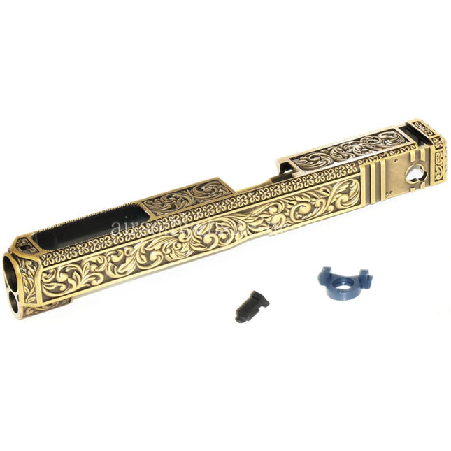 Archives Custom WE (WE-TECH) Gold Carved Pattern Schlitten Geeignet für WE G35 GBB Pistolen Airsoft Gold