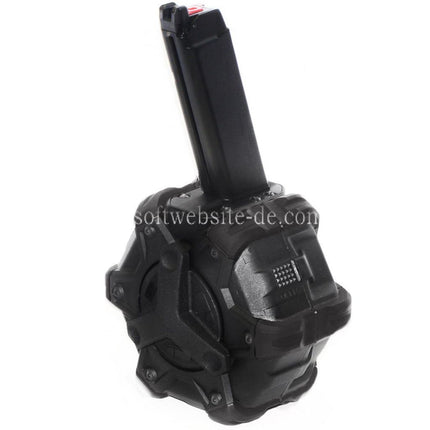 Armorer Works AW Custom 350rd Gas Adaptive Trommelmagazin Geeignet für G17 G18C G-Serie GBB Pistolen Airsoft