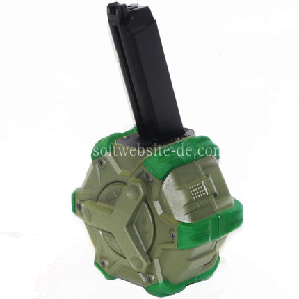WE (WE-TECH) 350rd Gas Trommelmagazin Geeignet für G17 G18C G-Serie GBB Pistolen Airsoft OD