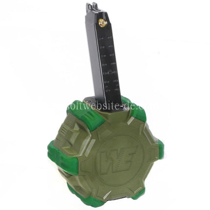 WE (WE-TECH) 350rd Gas Trommelmagazin Geeignet für G17 G18C G-Serie GBB Pistolen Airsoft OD