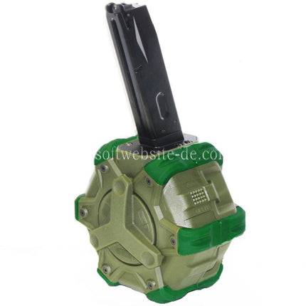 WE (WE-TECH) 350rd Gas Trommelmagazin Geeignet für AW MB Serie / KJW / WE / Tokyo Marui M9 M92 GBB Pistolen Airsoft
