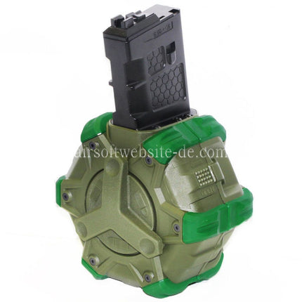 WE (WE-TECH) 350rd Gas Trommelmagazin Geeignet für WE (WE-TECH) Open Bolt Typ L85 / SCAR-L / R5C / T65 / HK416 / AR M4 M16 GBB Gewehre Airsoft