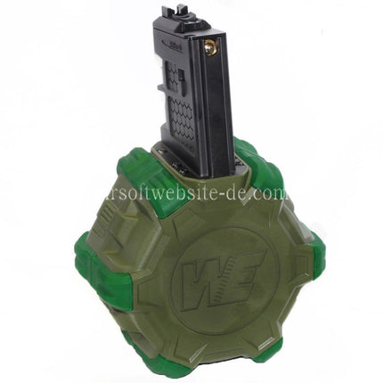 WE (WE-TECH) 350rd Gas Trommelmagazin Geeignet für WE (WE-TECH) Open Bolt Typ L85 / SCAR-L / R5C / T65 / HK416 / AR M4 M16 GBB Gewehre Airsoft