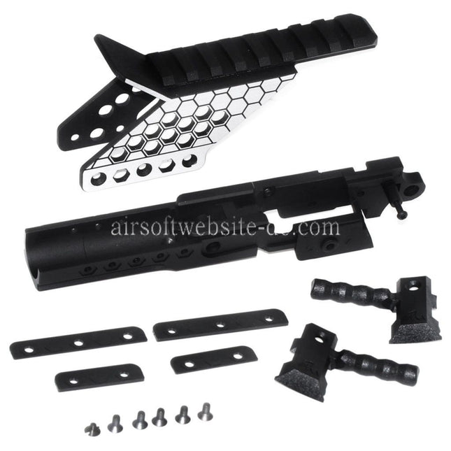 Armorer Works AW Vorgebohrt HX Mittlerer Rahmen mit Optikhalterung und Schnellspanngriff Geeignet für AW WE Tokyo Marui Hi-Capa Serie GBB Pistolen Airsoft Schwarz/Silber