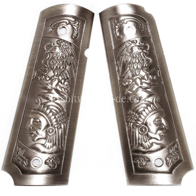 WE (WE-TECH) Carved Plastik Griffabdeckung Geeignet für DOUBLE BELL ARMY AW WE KJ Tokyo Marui M1911 M.E.U Serie 70 M45A1 WARRIOR GBB Pistolen Airsoft Silber Grau