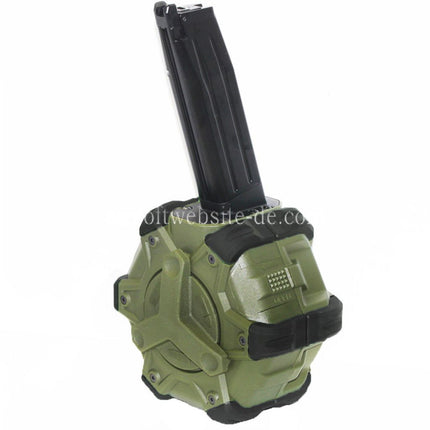 WE (WE-TECH) 350rd Gas Trommelmagazin Geeignet für Hi-Capa GBB Pistolen Airsoft OD