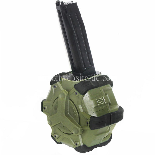 WE (WE-TECH) 350rd Gas Trommelmagazin Geeignet für Hi-Capa GBB Pistolen Airsoft OD