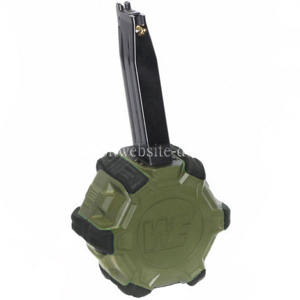 WE (WE-TECH) 350rd Gas Trommelmagazin Geeignet für Hi-Capa GBB Pistolen Airsoft OD