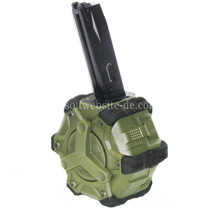 WE (WE-TECH) 350rd Gas Trommelmagazin Geeignet für AW MB Serie / KJW / WE / Tokyo Marui M9 M92 GBB Pistolen Airsoft