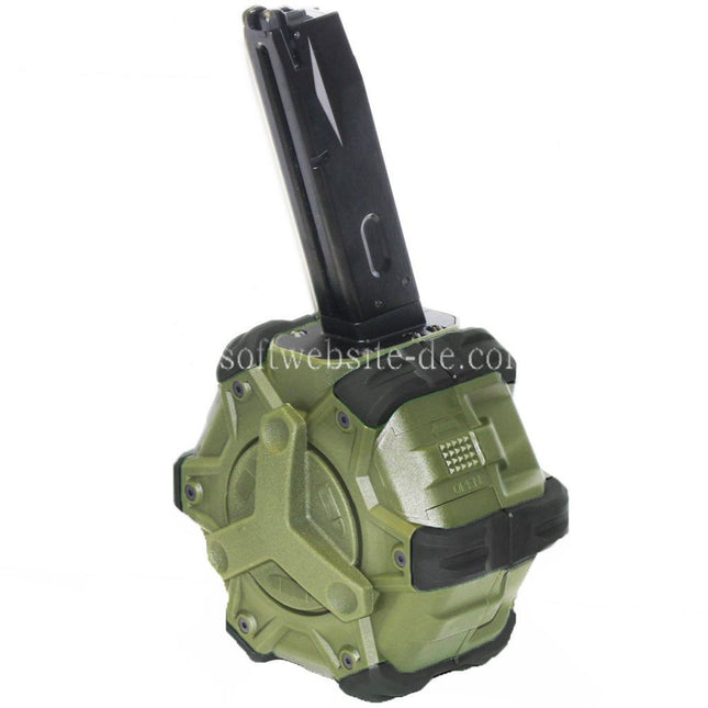 WE (WE-TECH) 350rd Gas Trommelmagazin Geeignet für AW MB Serie / KJW / WE / Tokyo Marui M9 M92 GBB Pistolen Airsoft