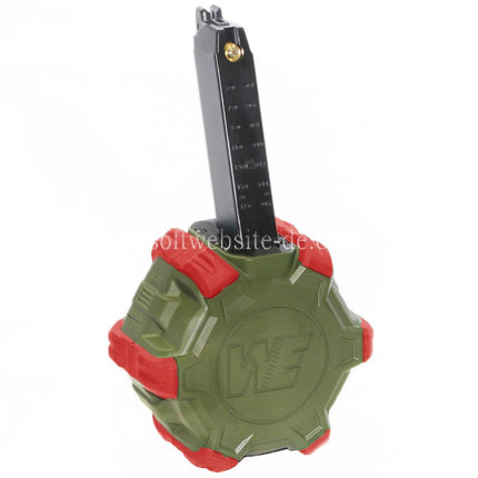 WE (WE-TECH) 350rd Gas Trommelmagazin Geeignet für G17 G18C G-Serie GBB Pistolen Airsoft OD