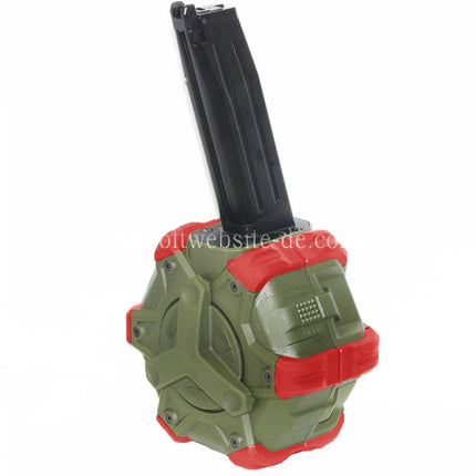 WE (WE-TECH) 350rd Gas Trommelmagazin Geeignet für Hi-Capa GBB Pistolen Airsoft OD
