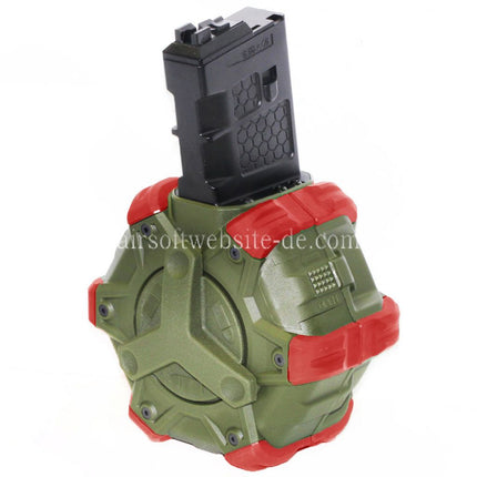 WE (WE-TECH) 350rd Gas Trommelmagazin Geeignet für WE (WE-TECH) Open Bolt Typ L85 / SCAR-L / R5C / T65 / HK416 / AR M4 M16 GBB Gewehre Airsoft