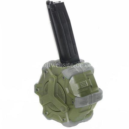 WE (WE-TECH) 350rd Gas Trommelmagazin Geeignet für Hi-Capa GBB Pistolen Airsoft OD