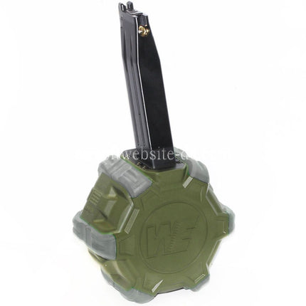 WE (WE-TECH) 350rd Gas Trommelmagazin Geeignet für Hi-Capa GBB Pistolen Airsoft OD